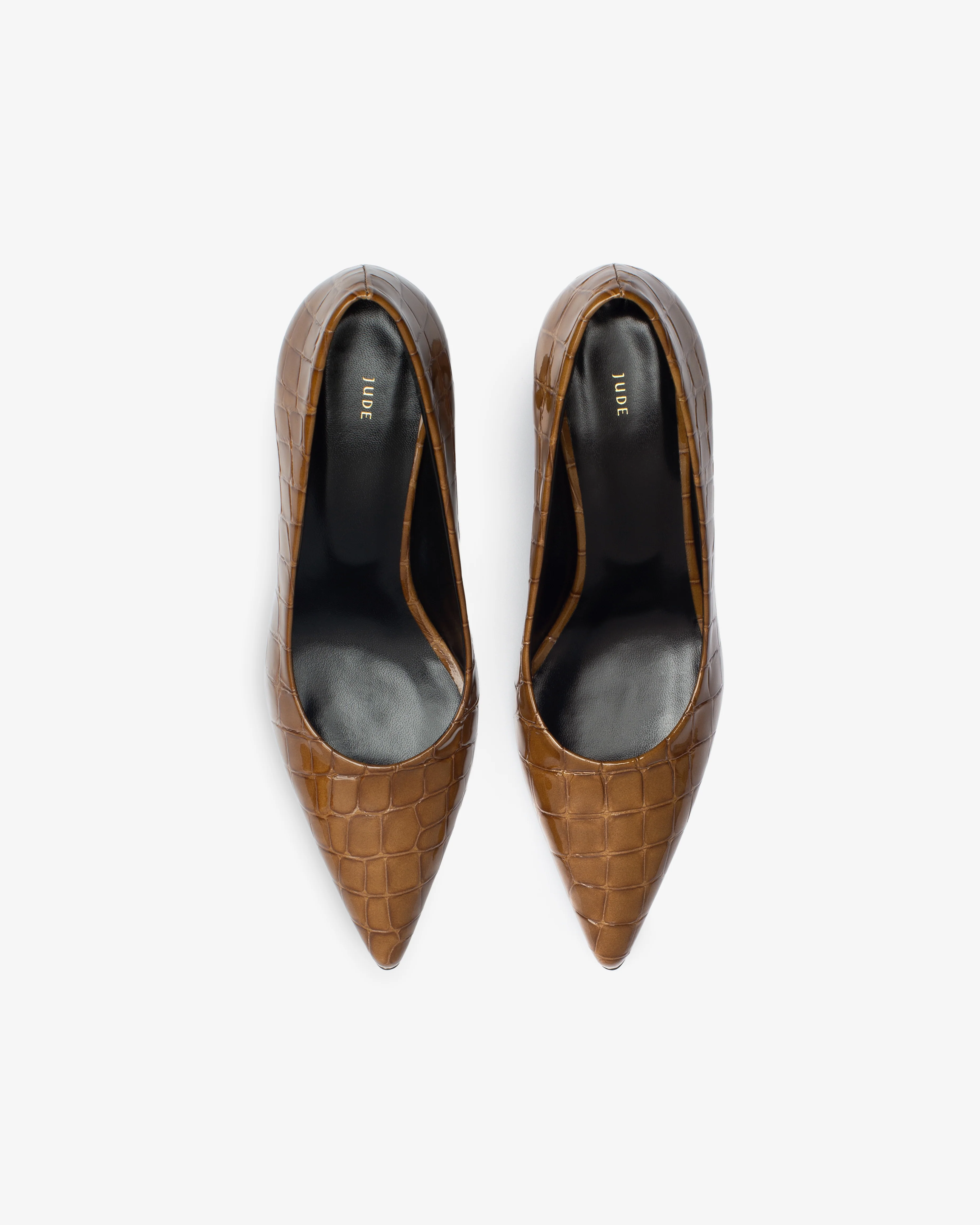 Blade Pump in Brown Croc Embossed Leather - Image 3