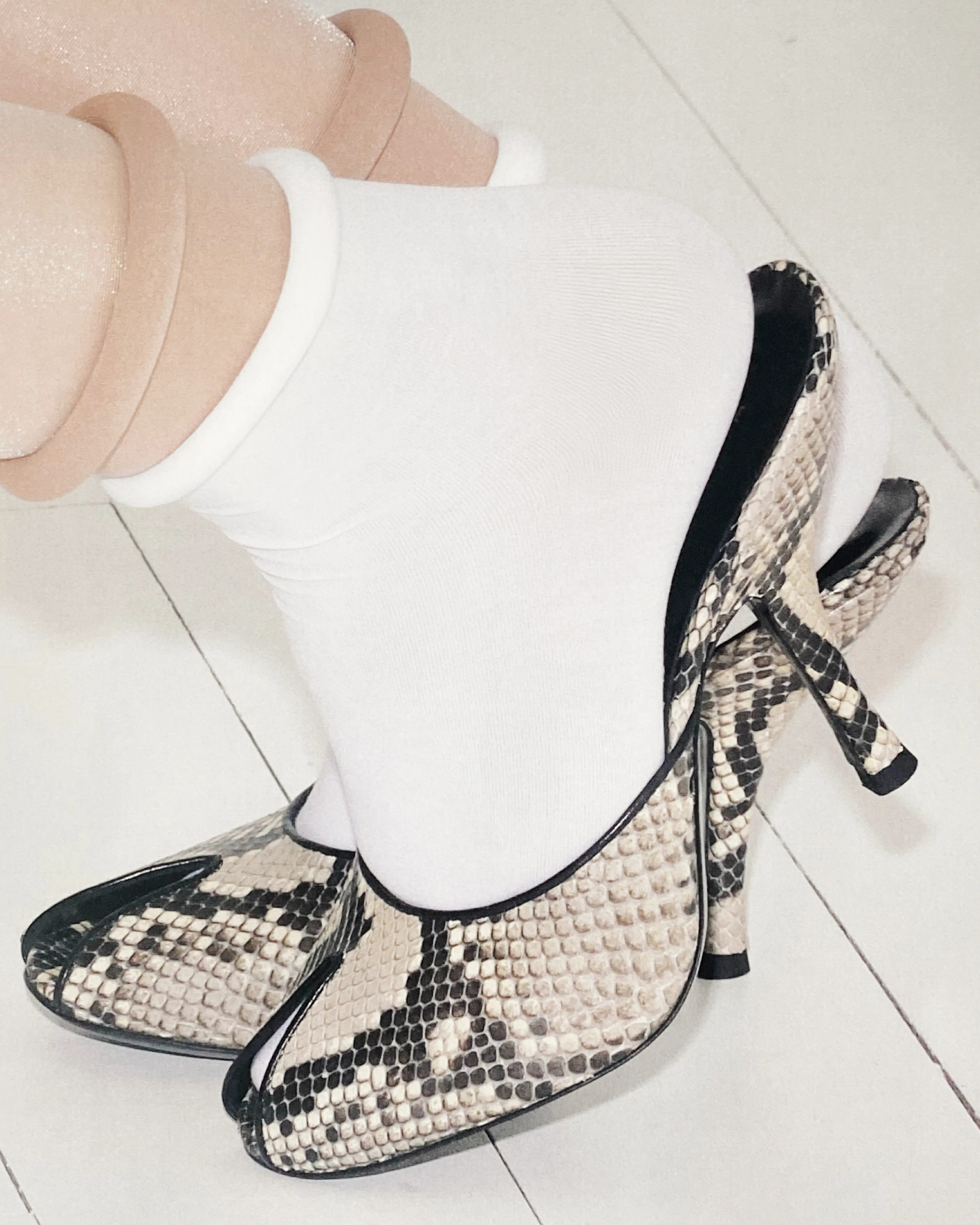 Date Mule in Stone Python Leather - Image 3